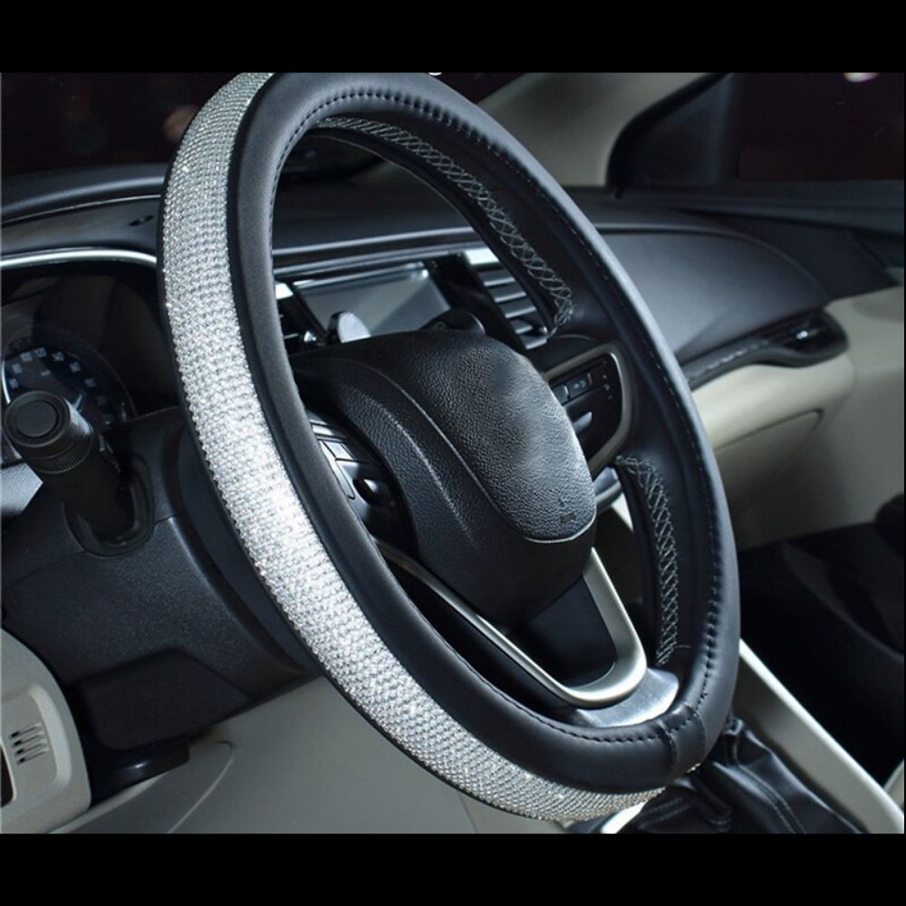 Rhinestone Steering Wheel Cover Best Sellers Car Accessories Color : Pink & Silver|Red & Silver|Beige & Silver|Black & Golden|Black & Silver