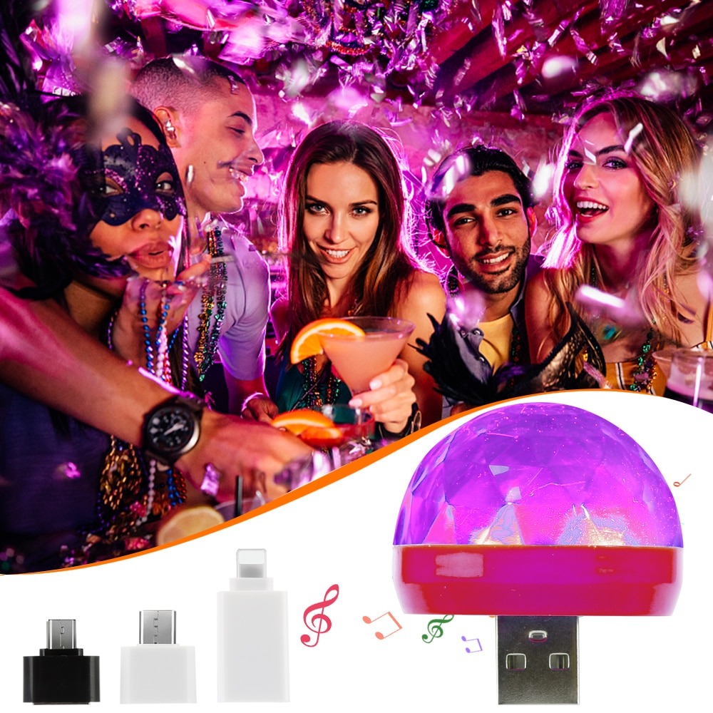 Mini USB Disco Light Best Sellers Car Accessories Plug Type : With Android Adapter|With Apple Adapter|With Type C Adapter