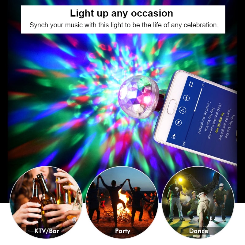 Mini USB Disco Light Best Sellers Car Accessories Plug Type : With Android Adapter|With Apple Adapter|With Type C Adapter